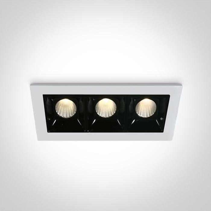 LED Spotlight White Rectangular Warm White LED 3x160lm Die Cast One Light SKU:50302B/W/W - Toplightco