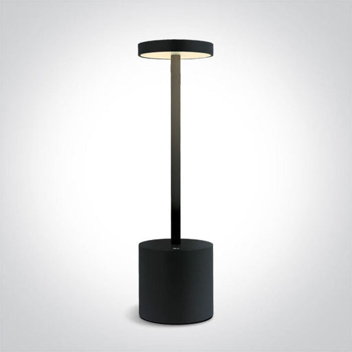 Black Rechargeable 3-step dimmable table lamp suitable for indoor/outdoor use, IP54.

Charging time 2,5Hrs

Working time 8Hrs (100%)

1x4000mAh lithium battery

 

 One Light SKU:61100/B