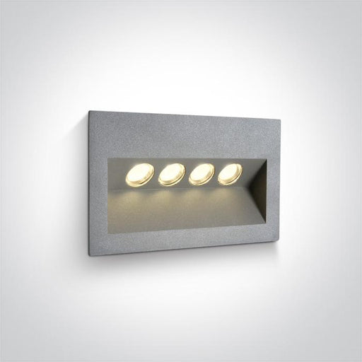 Wall Light Recessed Grey Rectangular Warm White LED Outdoor LED built in 280lm 4x1W Die Cast One Light SKU:68048/G/W - Toplightco