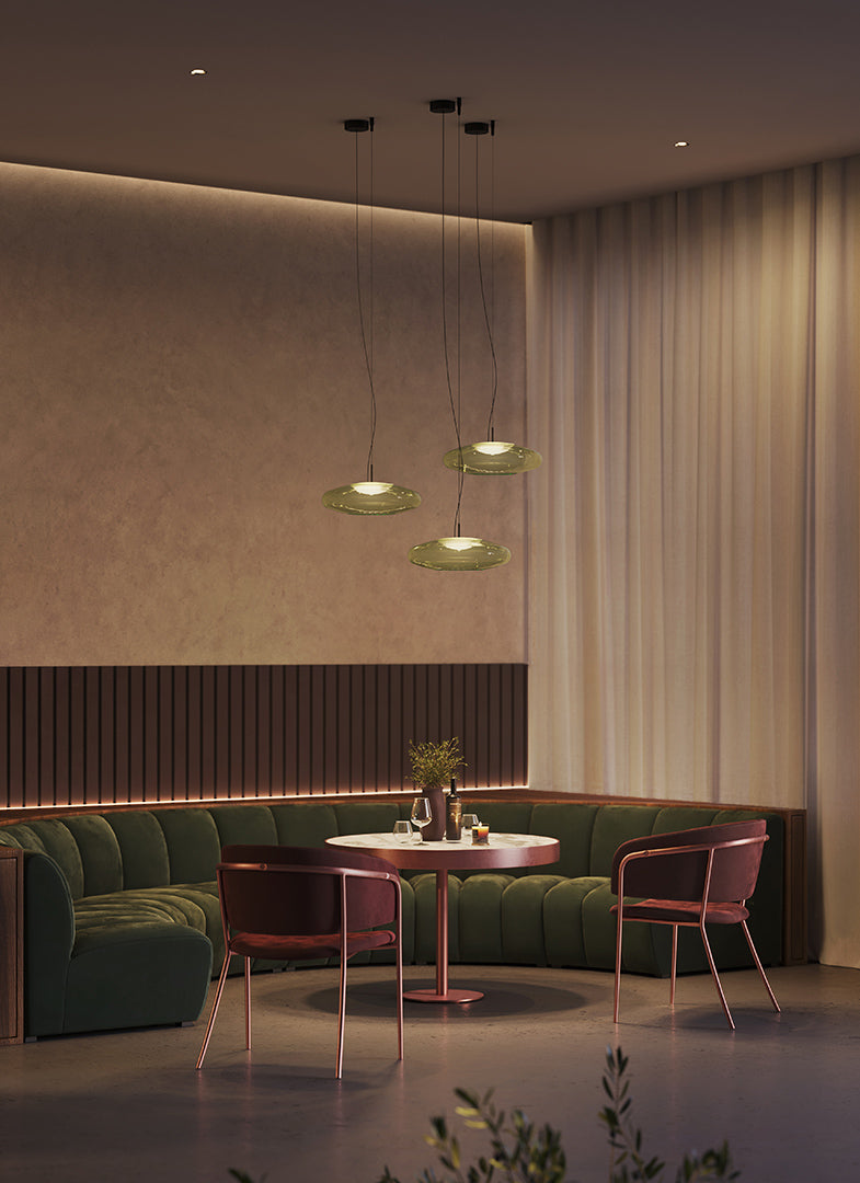 00-8403-05-08 – LEDSC4 Plat Surface Pendant | 13W 2700K Triac Dimmable | Green