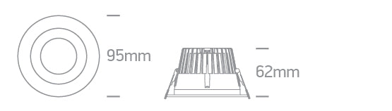 10107ED/W/V: 7W CCT Variable LED recessed downlight, IP20.   Complete with non-dimmable driver.   ..