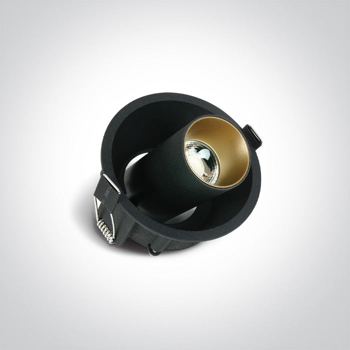 11107C/B/V: 6,5W CCT Variable COB LED recessed adjustable spot.  Supplied with Black & Brass reflectors.  Requires 700mA driver.  ..