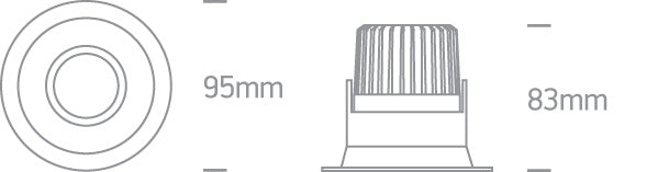 11107FD/B/V: 7W CCT Variable COB LED Adjustable recessed spot, IP20.  Complete with non-dimmable driver.  ..