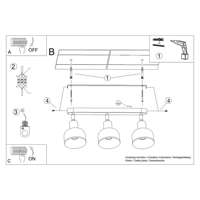 Ceiling lamp ELBA 3 white Sollux Lighting SL.1315