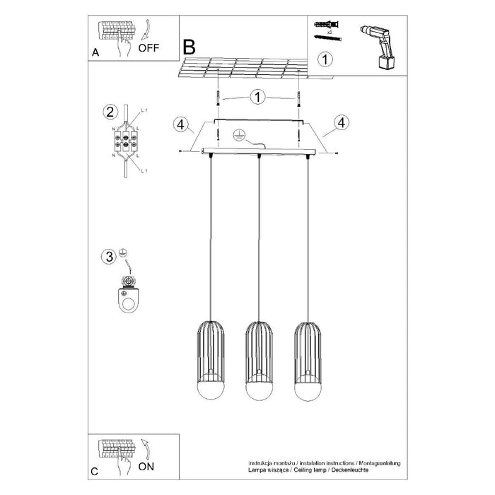 Pendant lamp BRINA 3L white Sollux Lighting SL.1333