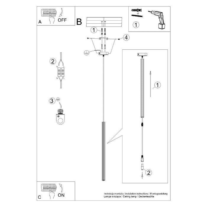 Pendant lamp ARCHE 1 black Sollux Lighting SL.1338