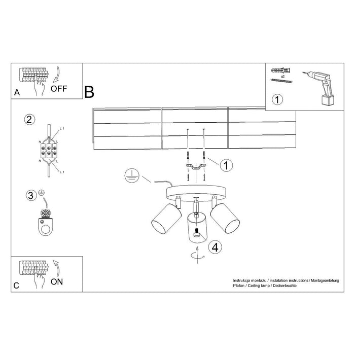 Ceiling lamp WINX 3P black/chrome Sollux Lighting SL.1369