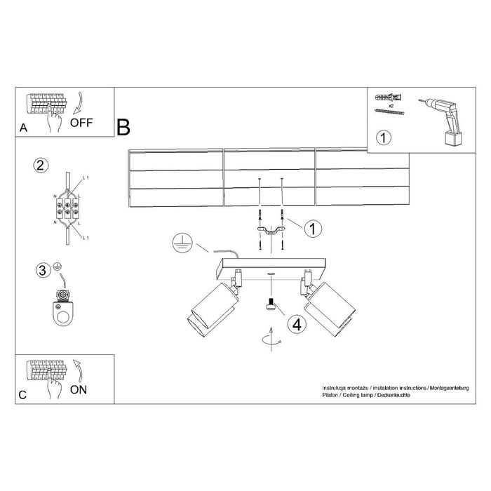 Ceiling lamp WINX 4 black/chrome Sollux Lighting SL.1370