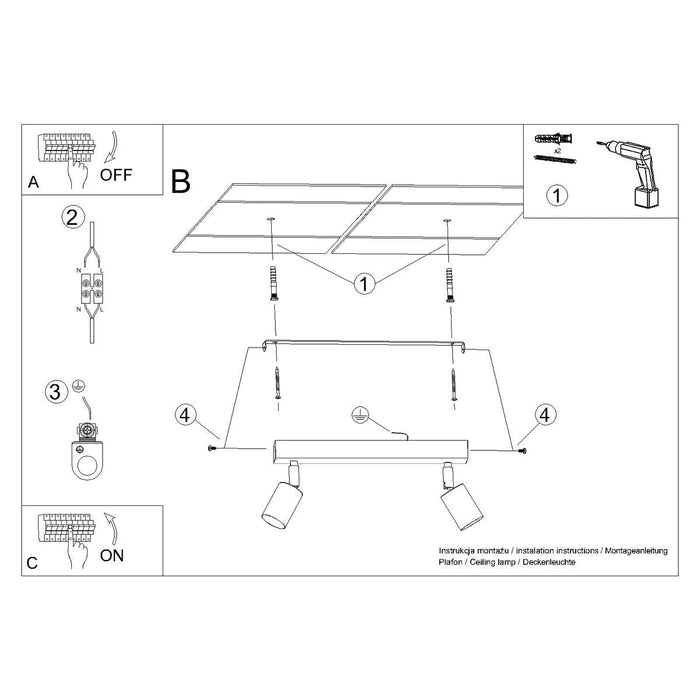 Ceiling lamp WINX 2 black/cooper Sollux Lighting SL.1375