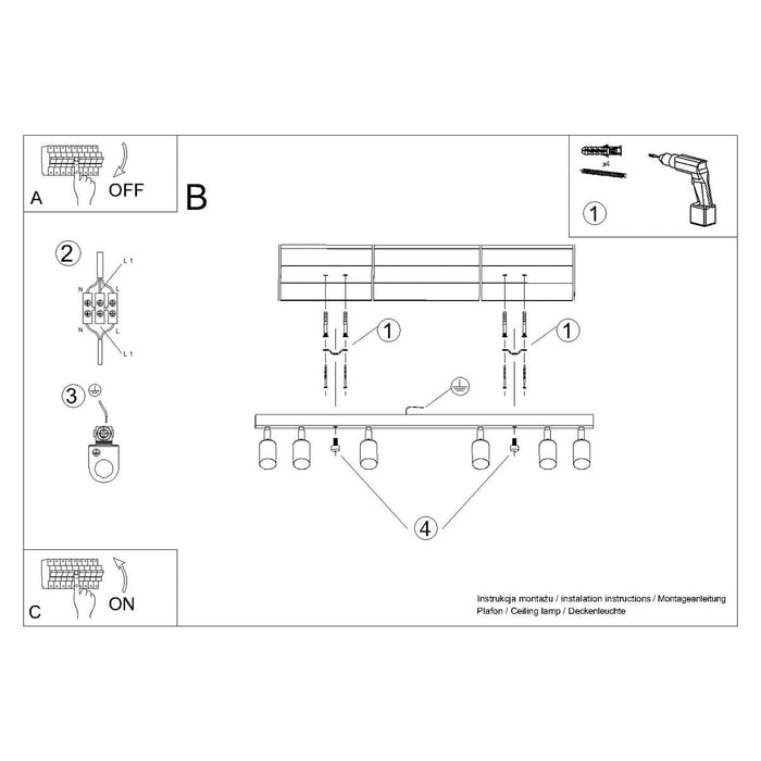 Ceiling lamp WINX 6L black/cooper Sollux Lighting SL.1380