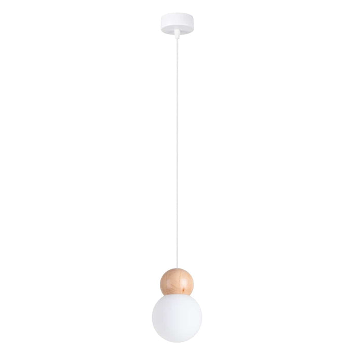 Pendant lamp PEKKA 1 white/natural wood Sollux Lighting SL.1390