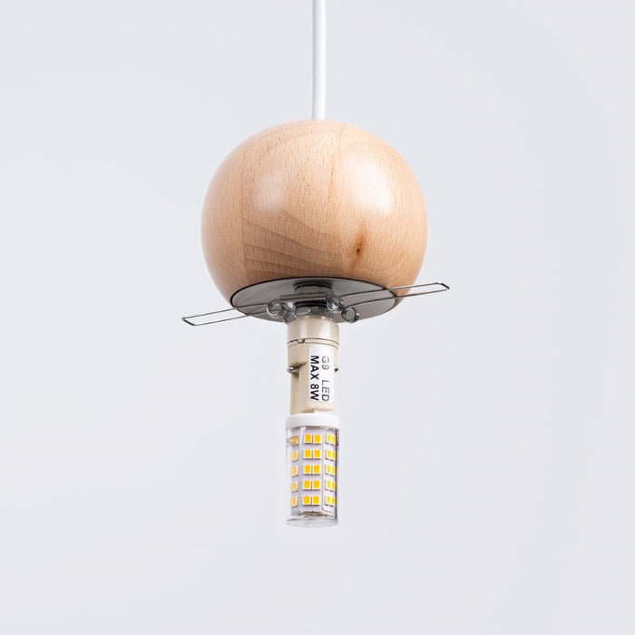 Pendant lamp PEKKA 1 white/natural wood Sollux Lighting SL.1390