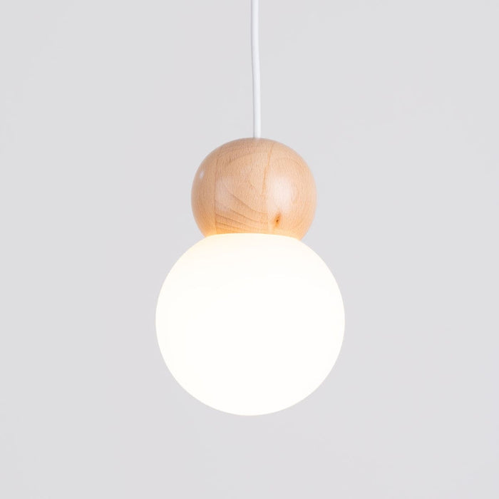 Pendant lamp PEKKA 1 white/natural wood Sollux Lighting SL.1390