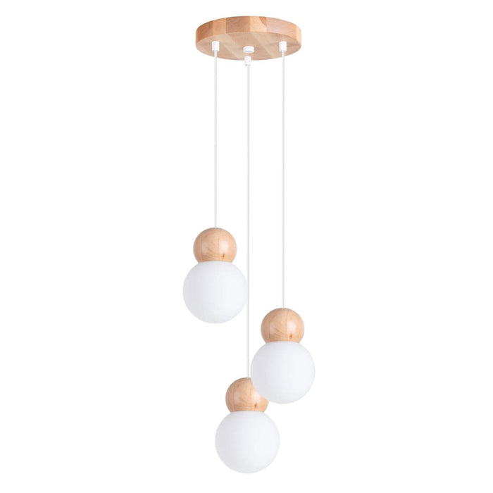 Pendant lamp PEKKA 3P white/natural wood Sollux Lighting SL.1391