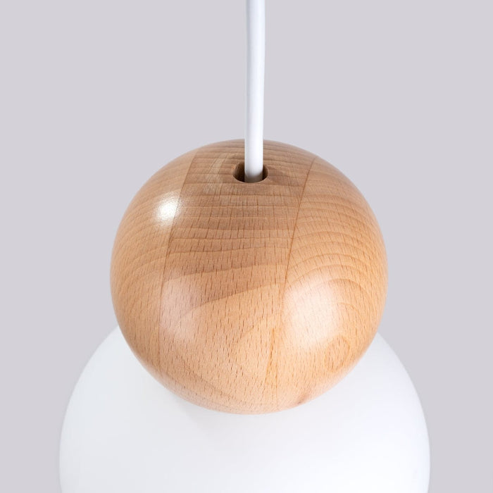 Pendant lamp PEKKA 3P white/natural wood Sollux Lighting SL.1391