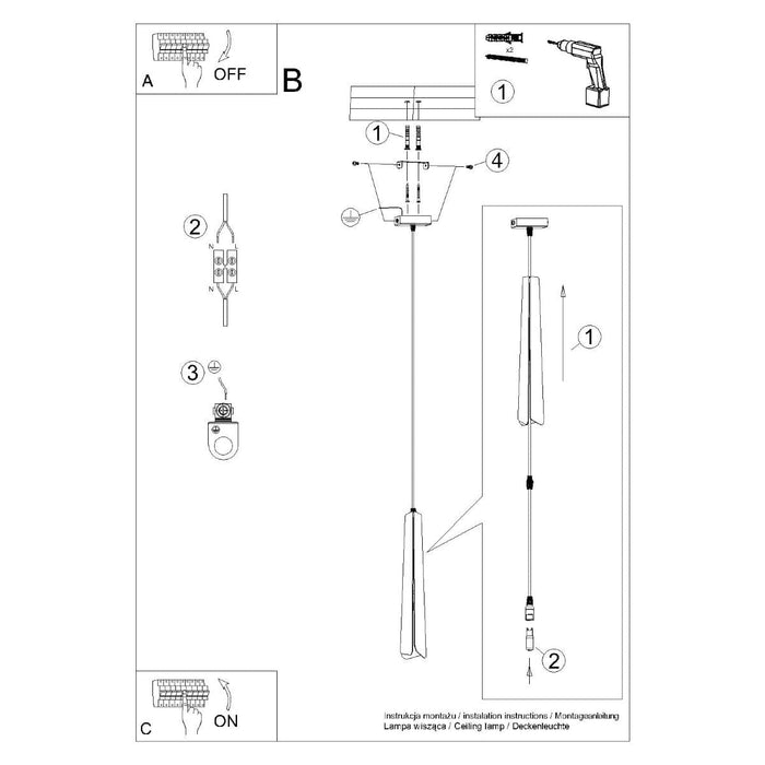 Pendant lamp PRYSM 1 white Sollux Lighting SL.1397