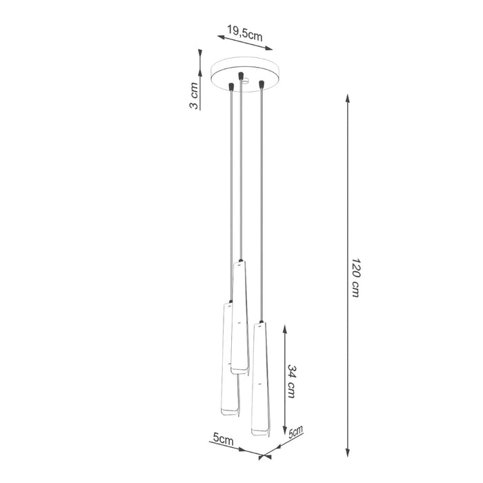 Pendant lamp PRYSM 3P white Sollux Lighting SL.1398