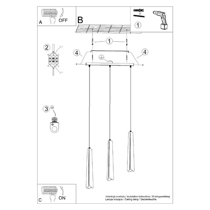 Pendant lamp PRYSM 3L white Sollux Lighting SL.1399