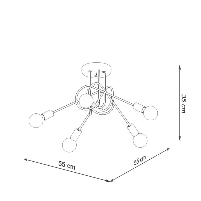 Chandelier LOOP 5 glossy gold Sollux Lighting SL.1438