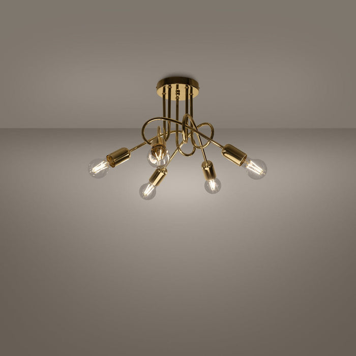 Chandelier LOOP 5 glossy gold Sollux Lighting SL.1438