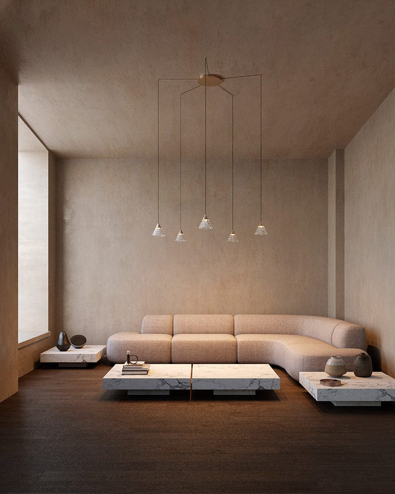 PENDANT VENETO SURFACED 5 BODIES LED 26.9 LED WARM-WHITE 2700K DALI GOLD 1340LM 15-7598-DL-DO