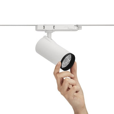 35-A175-H2-OS, SPOTLIGHT STROM TRACK Ø55 ZOOM 12.5W LED WARM-WHITE 3000K CRI 92 15.7º ON-OFF , Textured white, Transparent