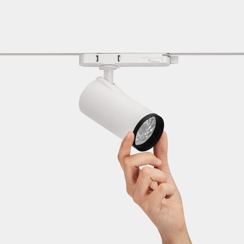 35-A179-H2-RU, SPOTLIGHT STROM TRACK Ø80 ZOOM 24W LED WARM-WHITE 3500K CRI 92 17.6º 0-10V , Textured white, Transparent