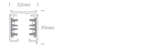 40001AL/W: 1 meter 3-Phase 16A + DALI square track.  Must use DALI accessories.  . .