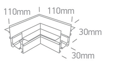 42012AATR/W: Recessed trimless corner for 42001ATR & 42002ATR.  Complete with 2pcs mechanical connector. .