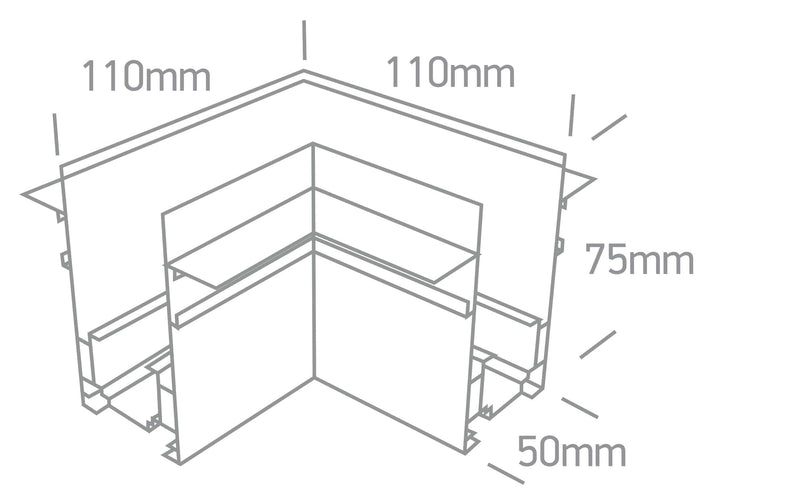 Black Trimless recessed corner for 42001TR & 4 42012ATR/B