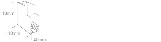 42012B/W: Corner wall to wall (IN) for 42001 / 42002 / 42003.  Complete with 2pcs mechanical connector..