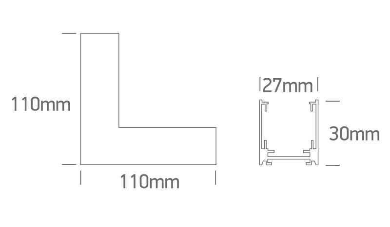 42012BA/W: Corner wall to wall (IN) for 42001A & 42002A.  Complete with 2pcs mechanical connector..