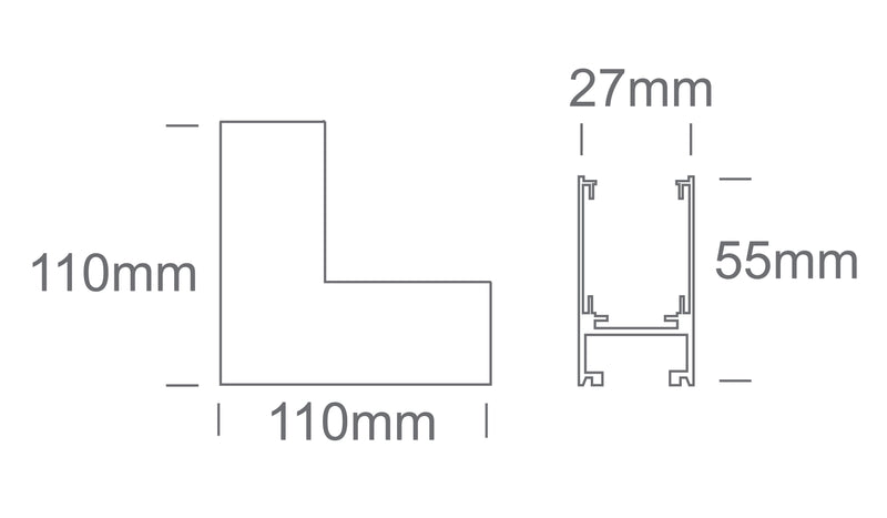 42012BB/W: White corner wall to wall (IN) for 42001B & 42002B.  Complete with 2pcs mechanical connector. .