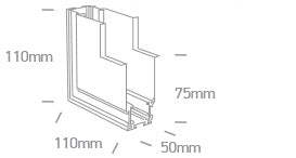 42012BR/W: Recessed corner wall to wall (IN) for 42001R & 42002R.  Complete with 2pcs mechanical connector & 4pcs side connector. .