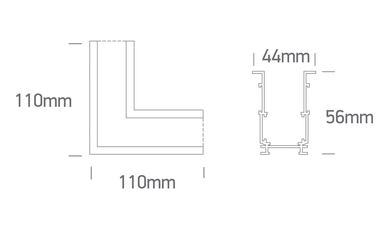 42012BRB/W: Recessed corner wall to wall (IN) for 42001RB & 42002RB.  Complete with 2pcs mechanical connector & 4pcs side connector. .