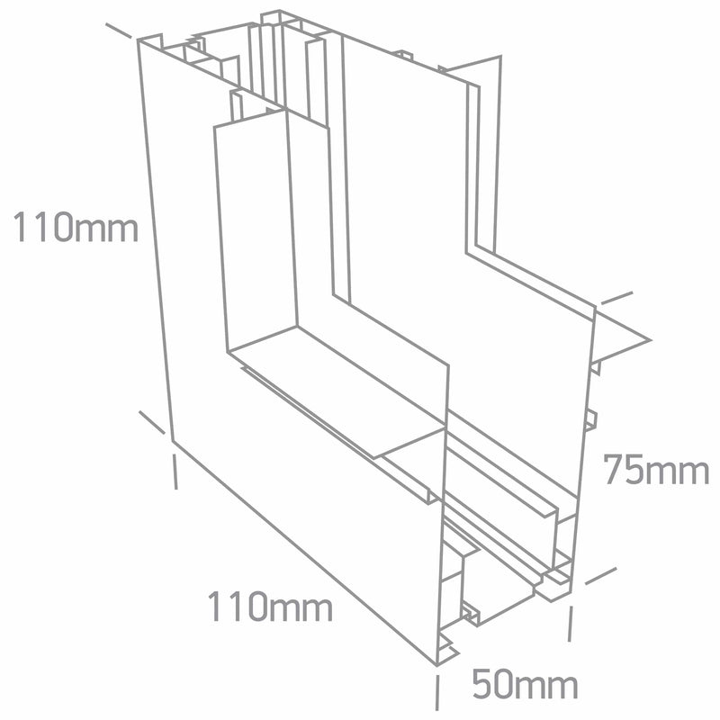 Black Trimless recessed corner wall to wall for 42012BTR/B