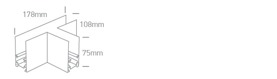 42012D/W: T-corner for 42001 / 42002 / 42003.  Complete with 3pcs mechanical connector & live T-connector. .