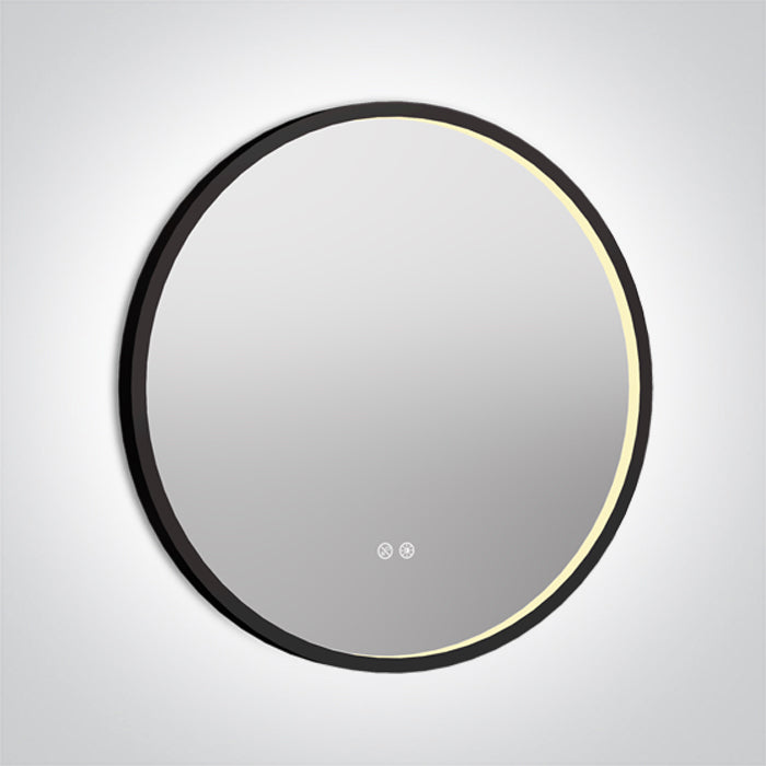 60208C/B/V: 20W Black CCT Variable LED Round Mirror, IP44.  Dimmable, defog function and CCT adjustable 3000-6500K.  ..