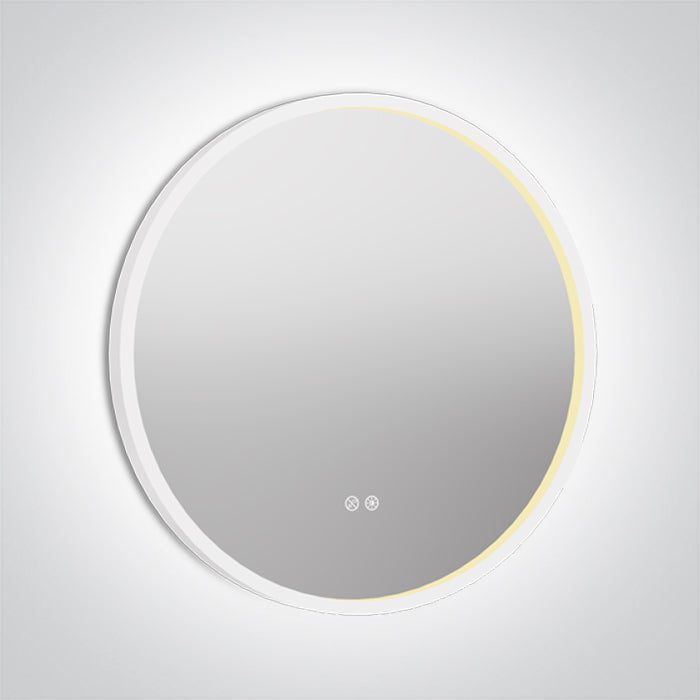 60208C/W/V: 20W White CCT Variable LED Round Mirror, IP44.  Dimmable, defog function and CCT adjustable 3000-6500K.  ..