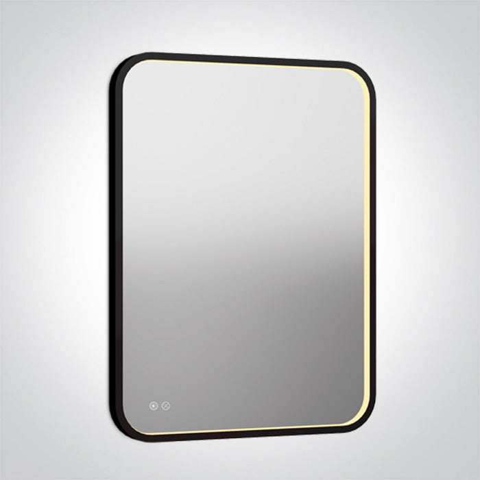 60208D/B/V: 20W Black CCT Variable LED Square Mirror, IP44.  Dimmable, defog function and CCT adjustable 3000-6500K.  ..