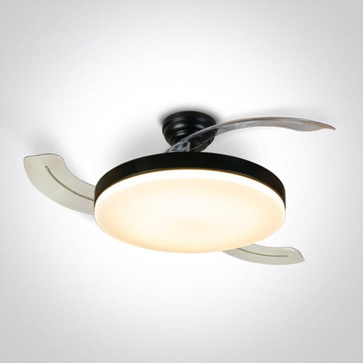 Rod mounted ceiling fan complete with PC diffuser and transparent PC blades. One Light. 6300/B/V