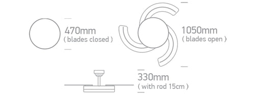 Rod mounted ceiling fan complete with PC diffuser and transparent PC blades. One Light. 6300/W/V