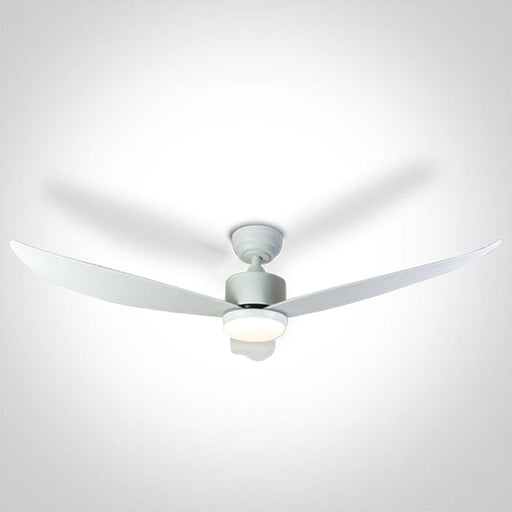 Rod mounted ceiling fan complete with white ABS blades. One Light. 6302/W/V