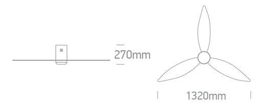 Ceiling mounted fan complete with black ABS blades. One Light. 6302C/B/V