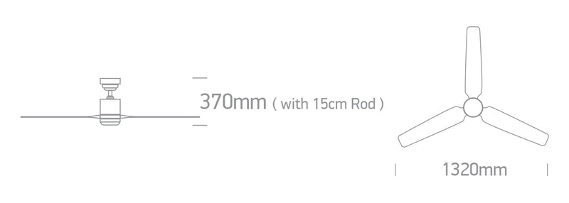 Rod mounted ceiling fan complete with dark wood blades. One Light. 6308D/B/V