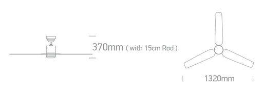 Rod mounted ceiling fan complete with dark wood blades. One Light. 6308D/B/V