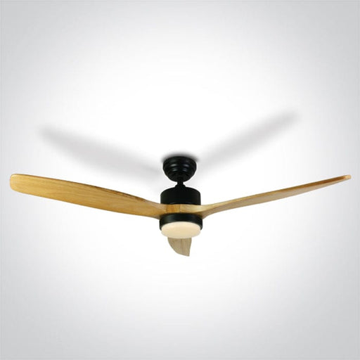 Rod mounted ceiling fan complete with light wood blades. One Light. 6308L/B/V
