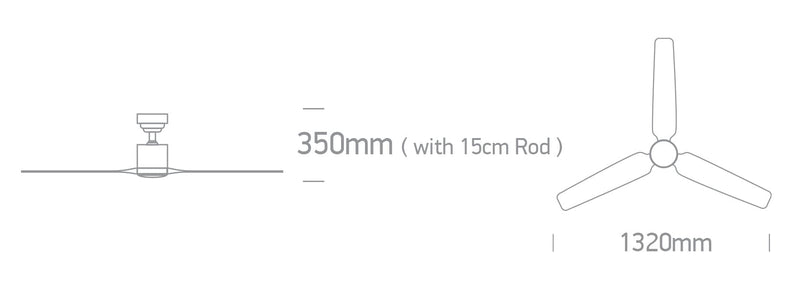 Rod mounted ceiling fan complete with black wood blades. One Light. 6310/B/V