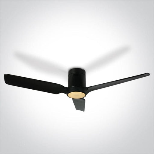 Ceiling mounted fan complete with black wood blades. One Light. 6310C/B/V