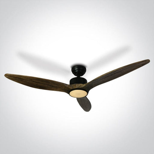 Rod mounted ceiling fan complete with dark wood blades. One Light. 6312D/B/V